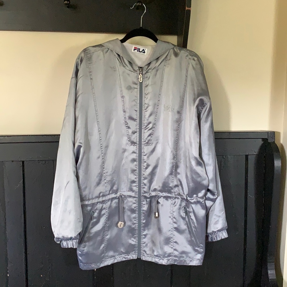 Vintage silver Fila hooded jacket windbreaker 14 - Picture 1 of 11